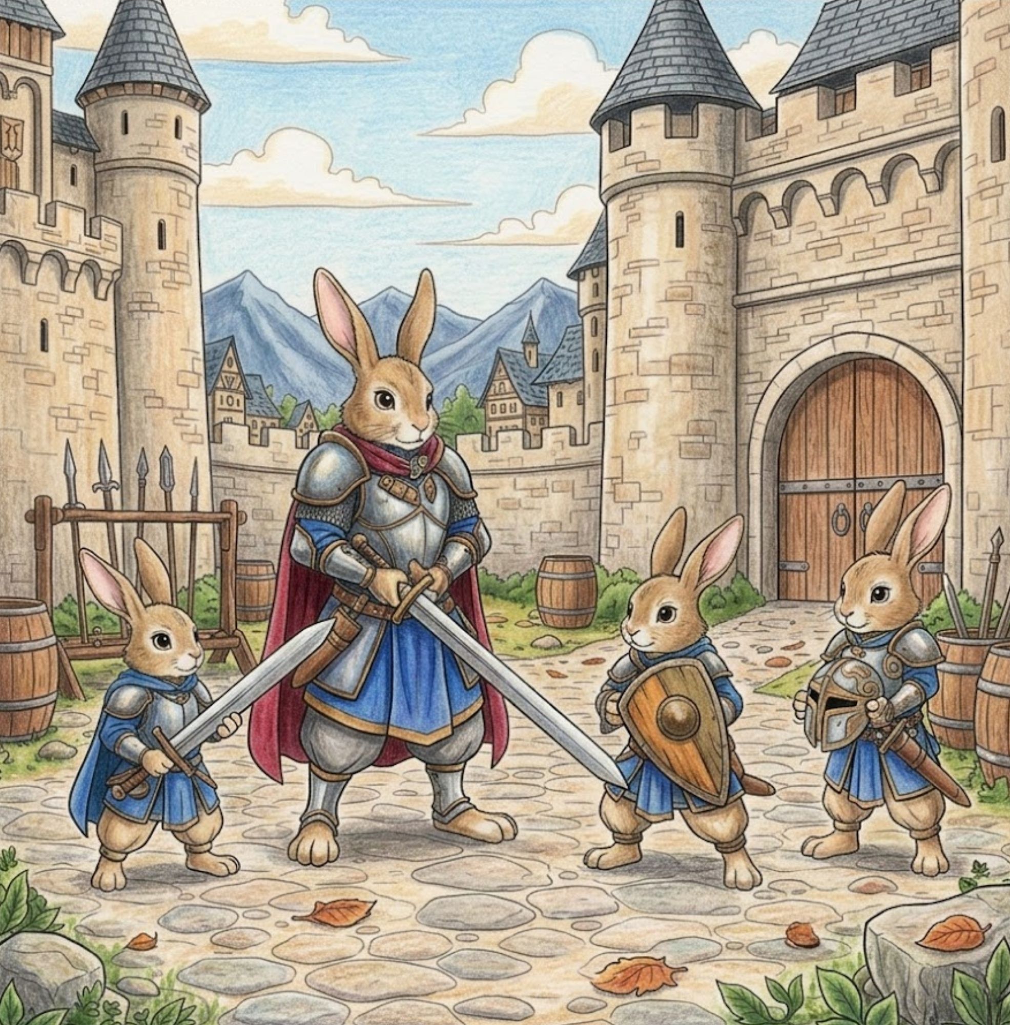 Lapin guerrier colorié